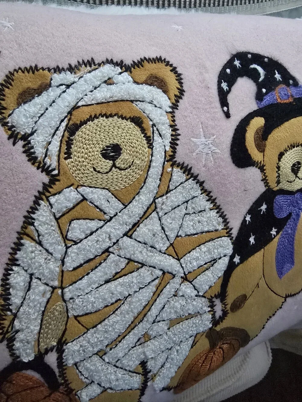 Envogue Halloween Embroidery Pillow Teddy Bear Kids Costume & Wooden Sign